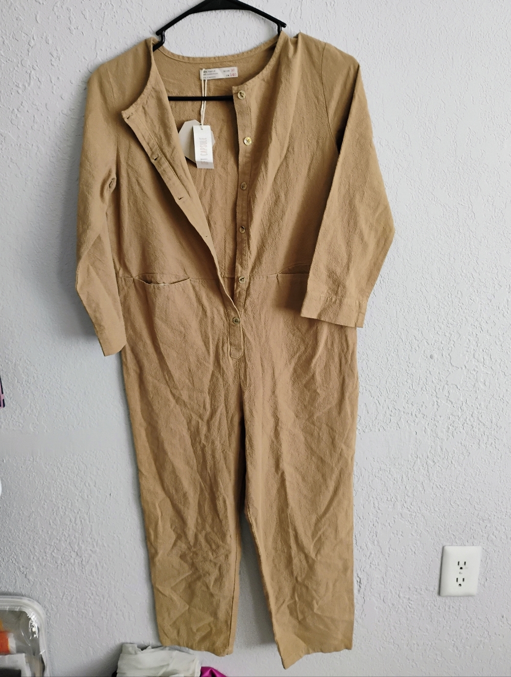 Neutral Tan Utility Jumpsuit - Unbranded